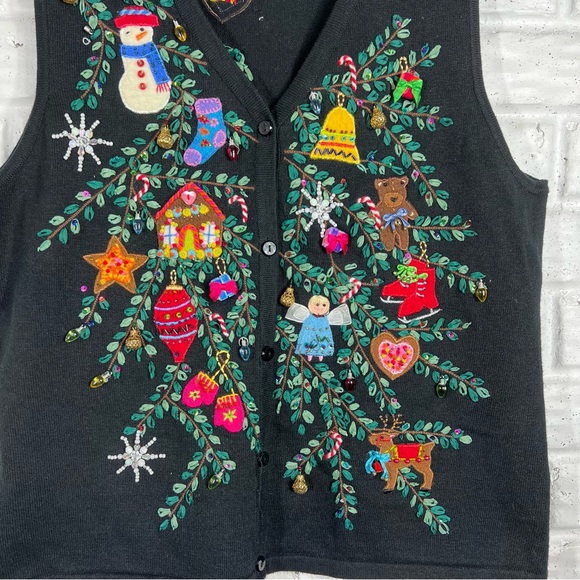 VINTAGE Marisa Christina Novelty Christmas Tree Sweater Vest Large - Picture 3 of 7